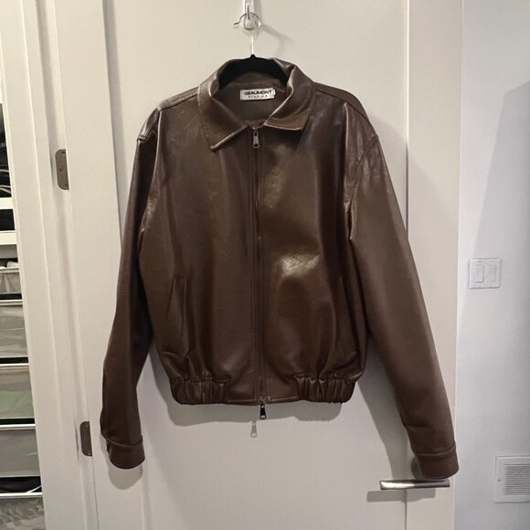 Beaumont Studios Brown Leather Jacket Size Large - Picture 4 of 6